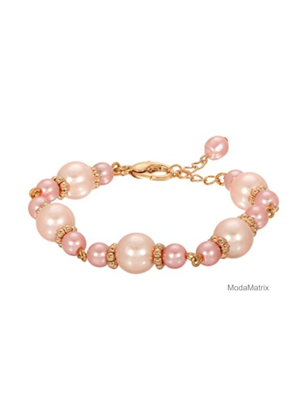 Faux Pearl Bracelet with Gold Dipped Chain Lobster Clasp 6.25"